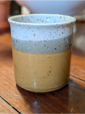 Rustic Speckled Ceramic Planter With Drainage Hole Beige & White Handmade Farmho